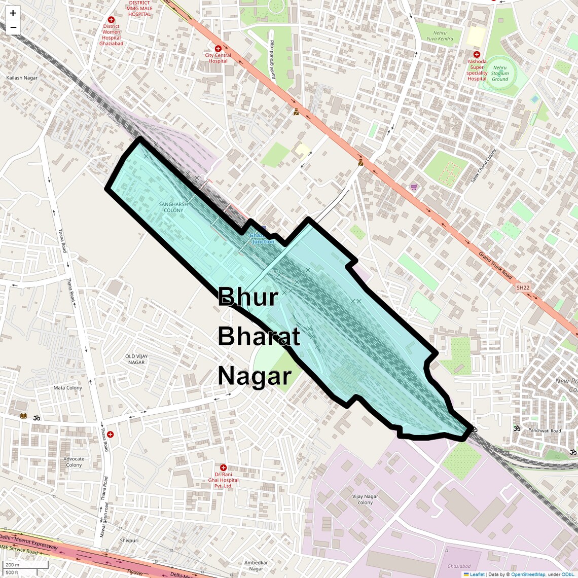 Location Map of Bhur Bharat Nagar, Ghaziabad