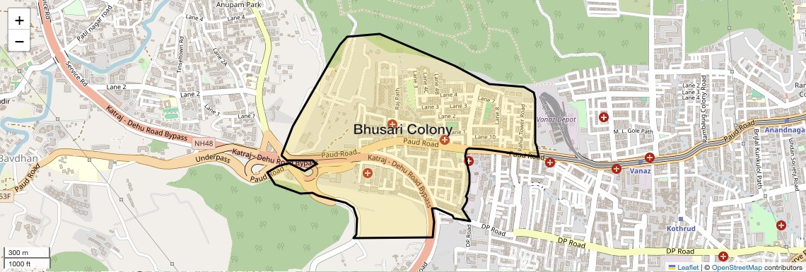 Location Map of Bhusari Colony, Pune