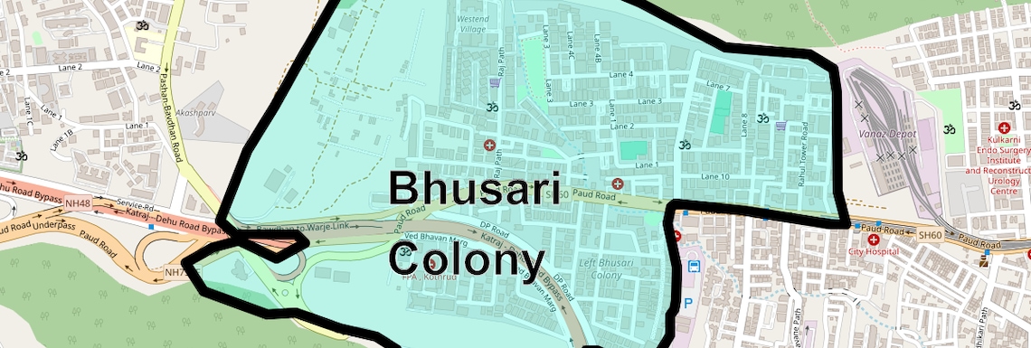 Location Map of Bhusari Colony, Pune