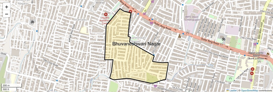 Location Map of Bhuvaneshwari Nagar, Bangalore