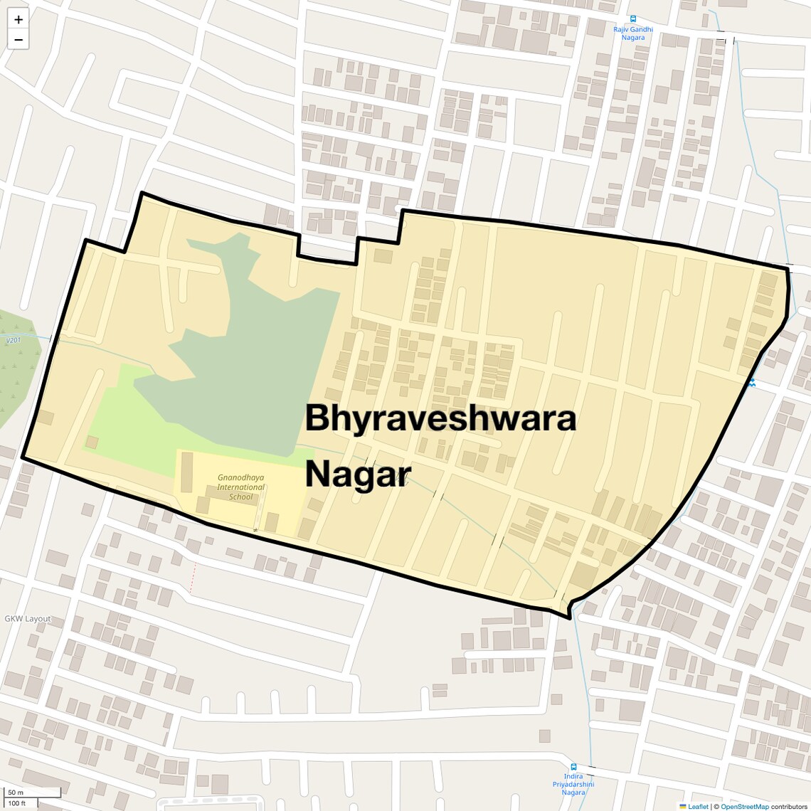 Location Map of Bhyraveshwara Nagar, Bangalore