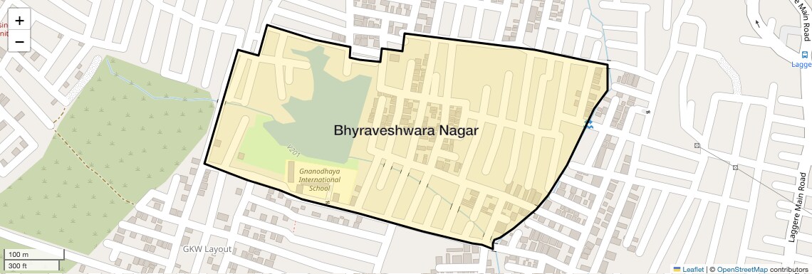 Location Map of Bhyraveshwara Nagar, Bangalore