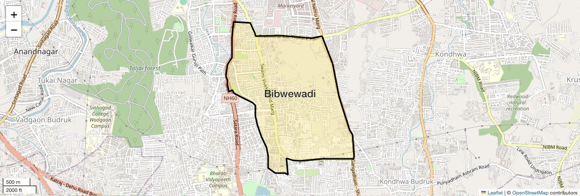 Location Map of Bibwewadi, Pune