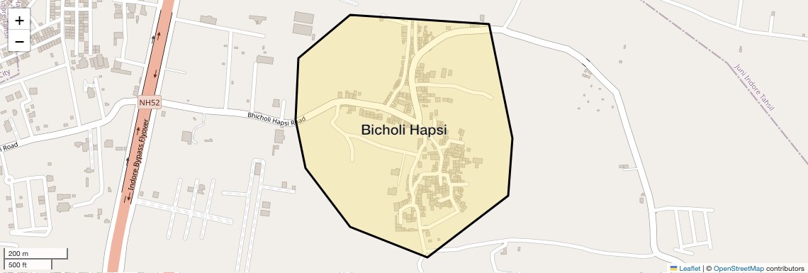 Location Map of Bicholi Hapsi, Indore