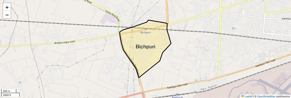 Location Map of Bichpuri, Agra