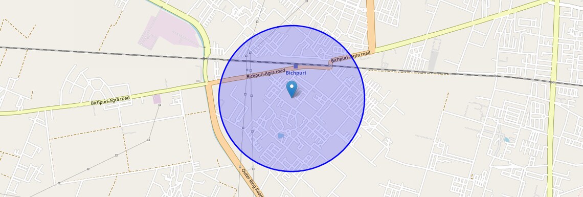Location Map of Bichpuri, Agra