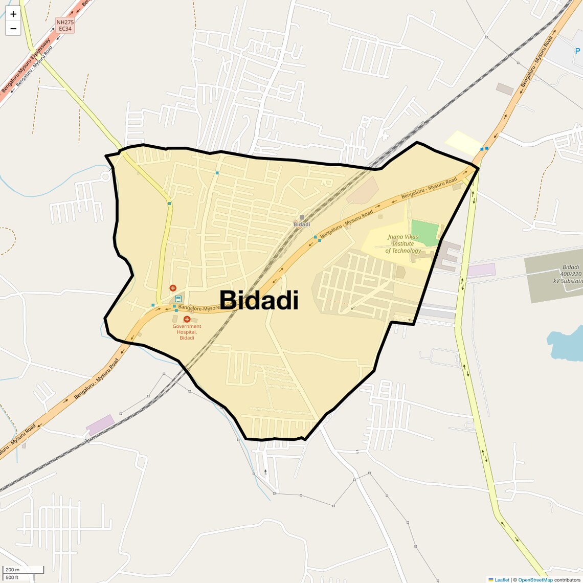 Location Map of Bidadi, Bangalore