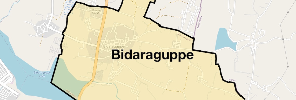 Location Map of Bidaraguppe, Bangalore