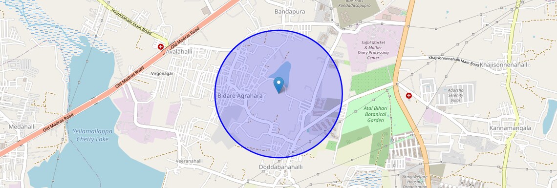 Location Map of Bidare Agraha, Bangalore