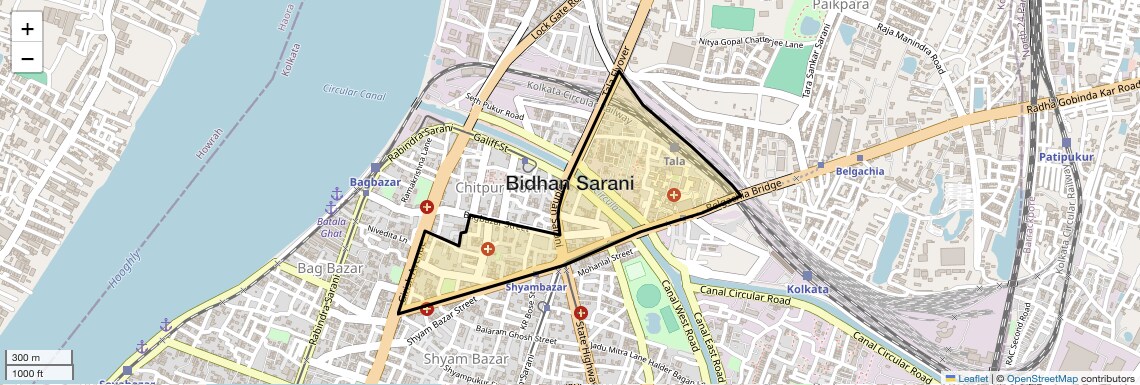 Location Map of Bidhan Sarani, Kolkata