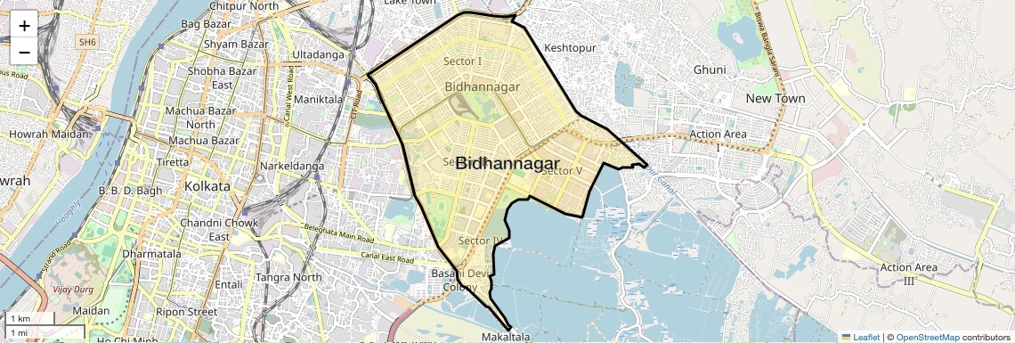 Location Map of Bidhannagar, Kolkata