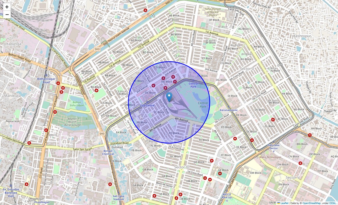 Location Map of Bidhannagar, Kolkata