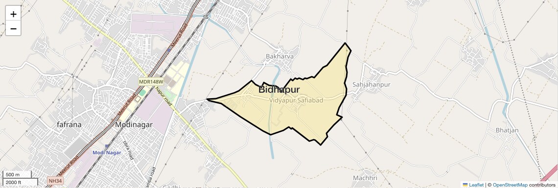 Location Map of Bidhapur, Ghaziabad