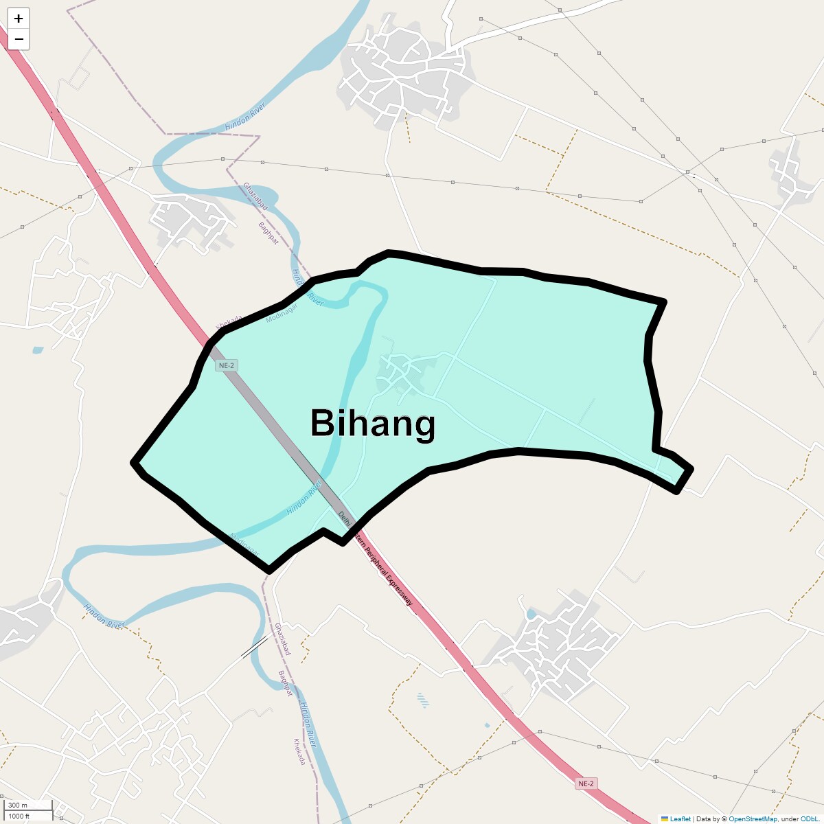 Location Map of Bihang, Ghaziabad