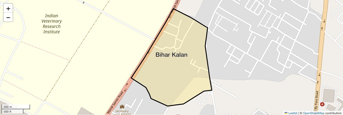 Location Map of Bihar Kalan, Bareilly