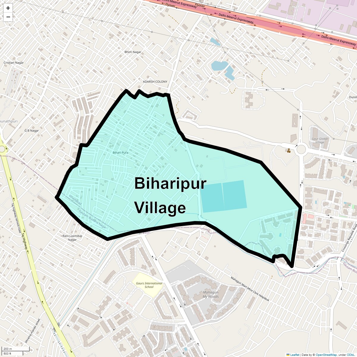 Location Map of Biharipur Village, Ghaziabad