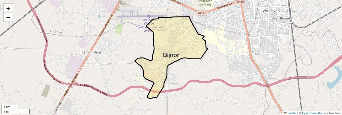 Location Map of Bijnor, Lucknow