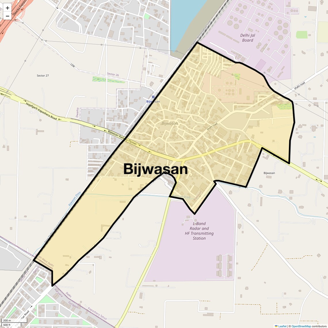 Location Map of Bijwasan, Delhi