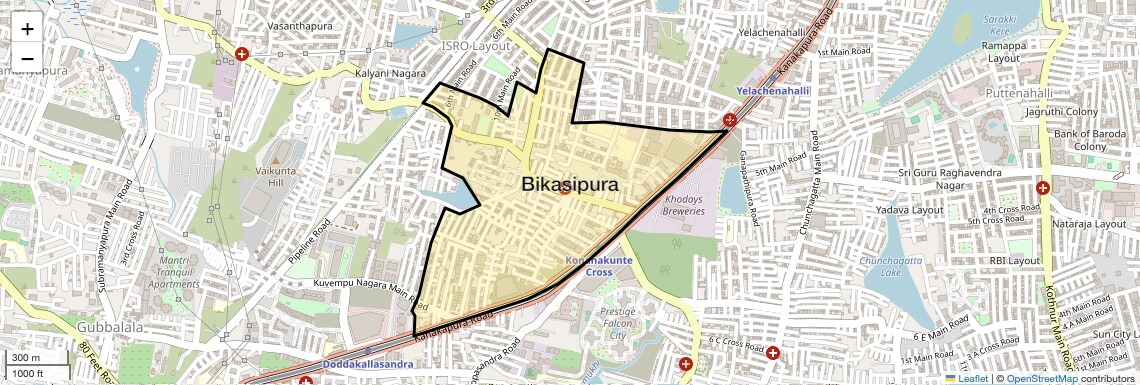 Location Map of Bikasipura, Bangalore