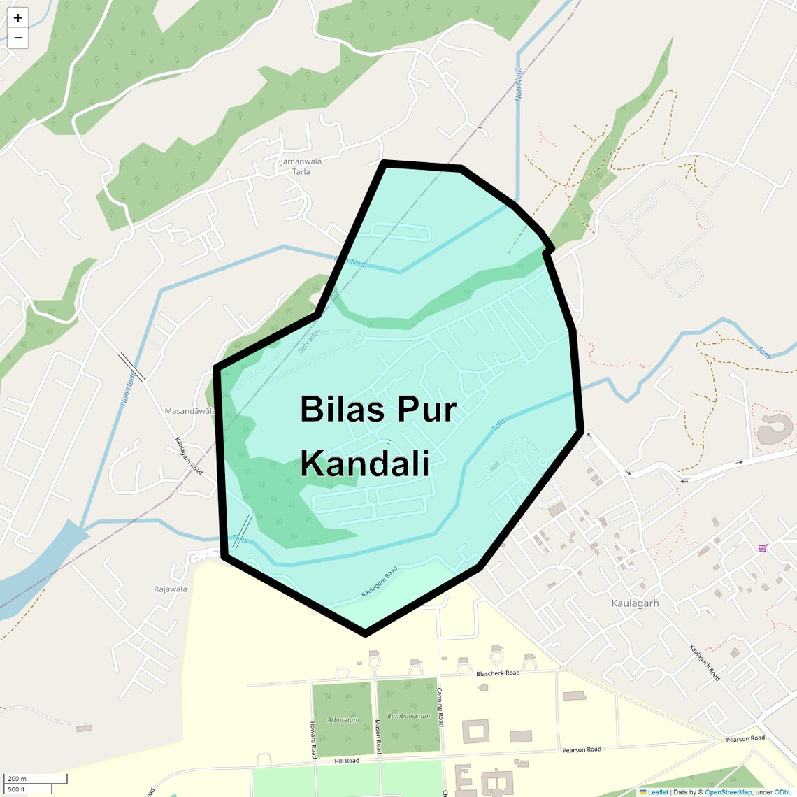 Location Map of Bilas Pur Kandali, Dehradun