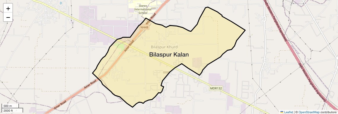 Location Map of Bilaspur Kalan, Gurgaon