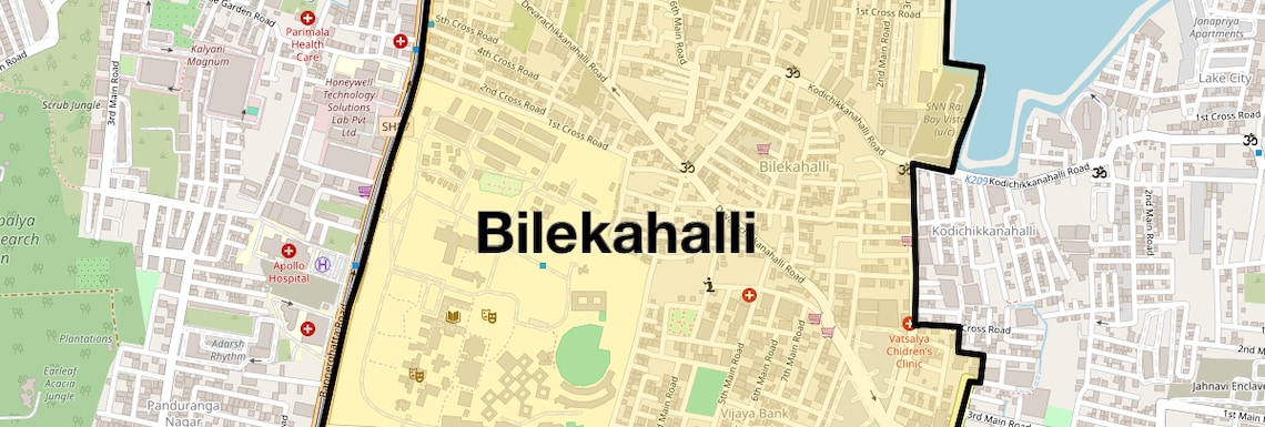 Location Map of Bilekahalli, Bangalore