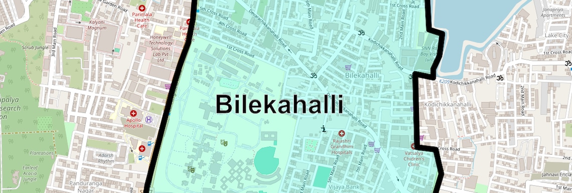 Location Map of Bilekahalli, Bangalore