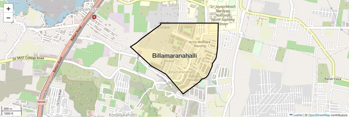 Location Map of Billamaranahalli, Bangalore
