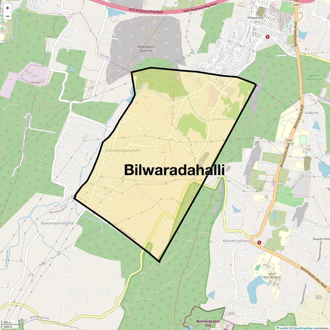 Location Map of Bilwaradahalli, Bangalore