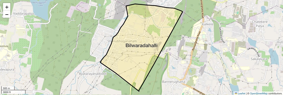 Location Map of Bilwaradahalli, Bangalore
