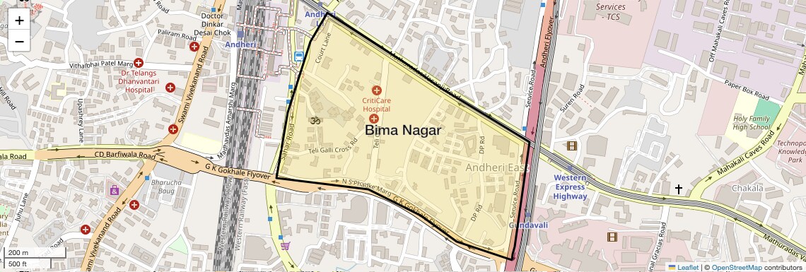 Location Map of Bima Nagar, Mumbai