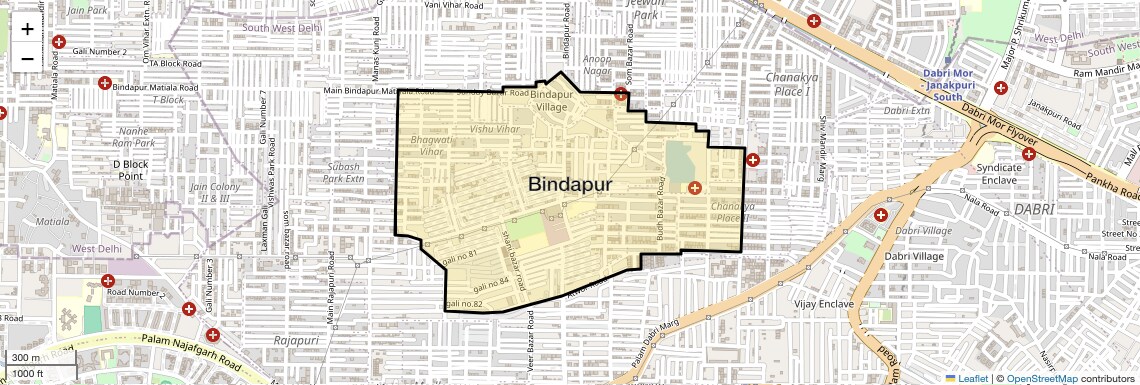 Location Map of Bindapur, Delhi