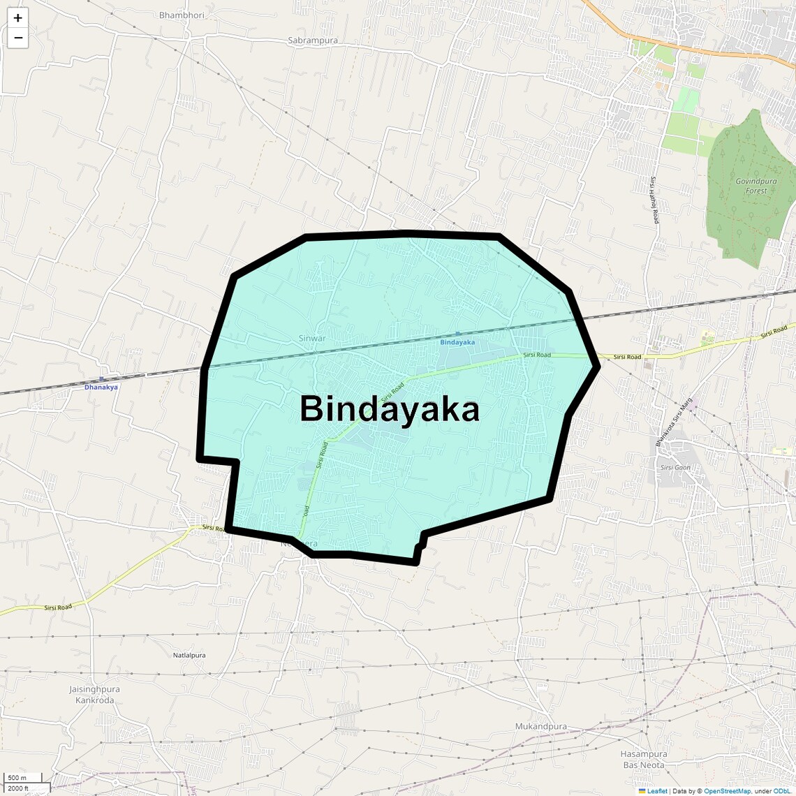 Location Map of Bindayaka, Jaipur