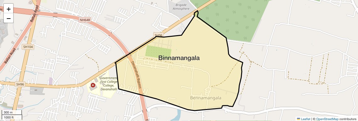 Location Map of Binnamangala, Bangalore