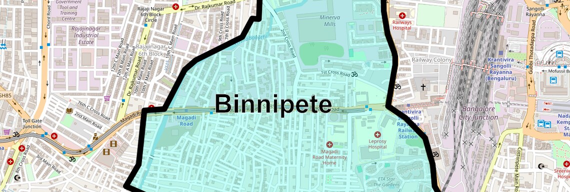 Location Map of Binnipete, Bangalore