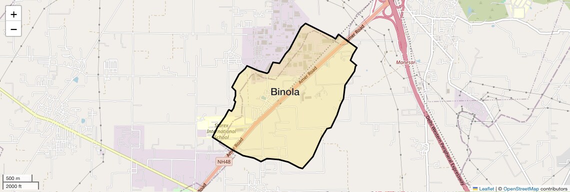 Location Map of Binola, Gurgaon