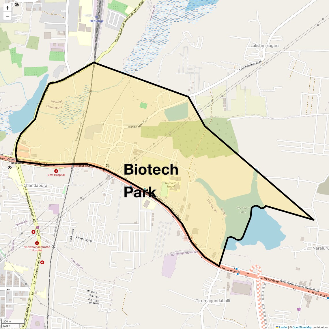 Location Map of Biotech Park, Bangalore