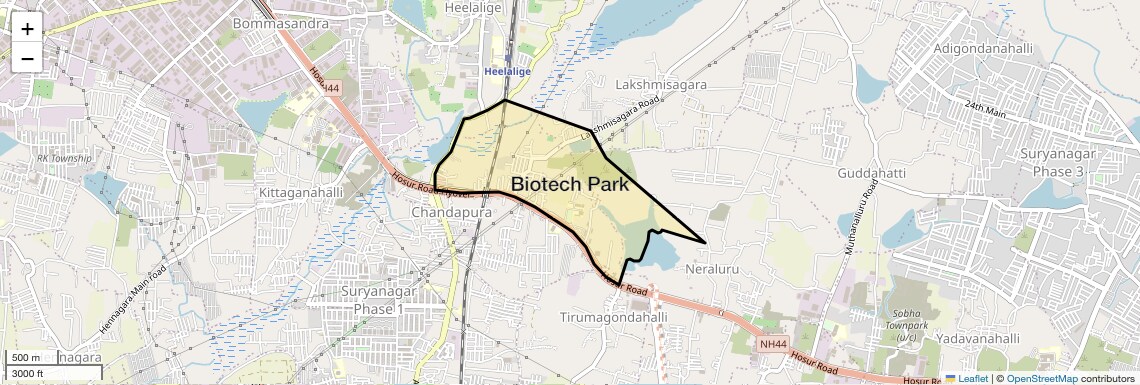 Location Map of Biotech Park, Bangalore