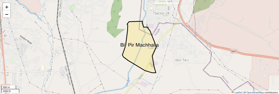 Location Map of Bir Pir Machhalia, Zirakpur