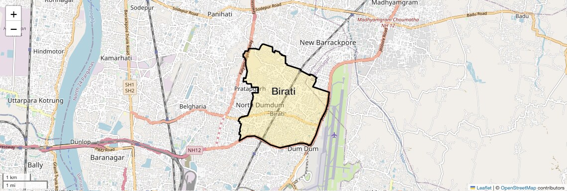 Location Map of Birati, Kolkata