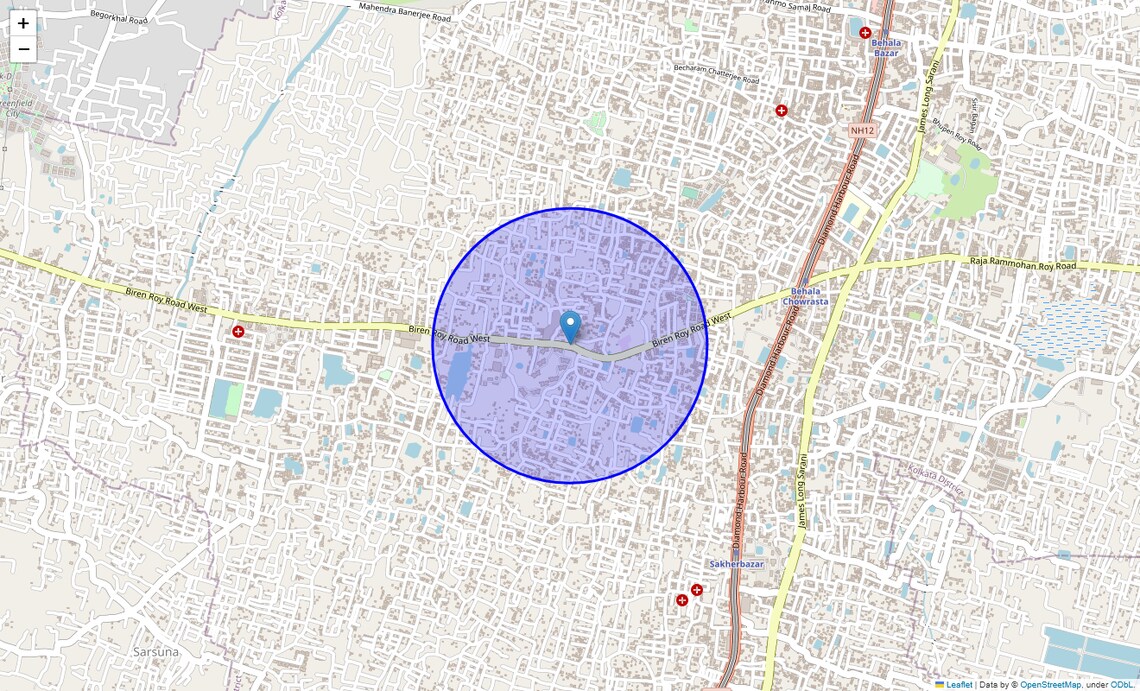 Location Map of Biren Roy Road (west), Kolkata