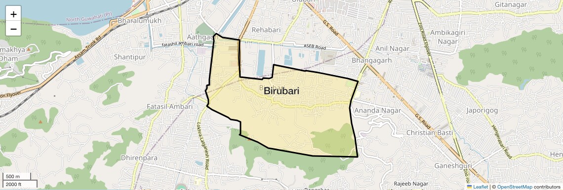 Location Map of Birubari, Guwahati