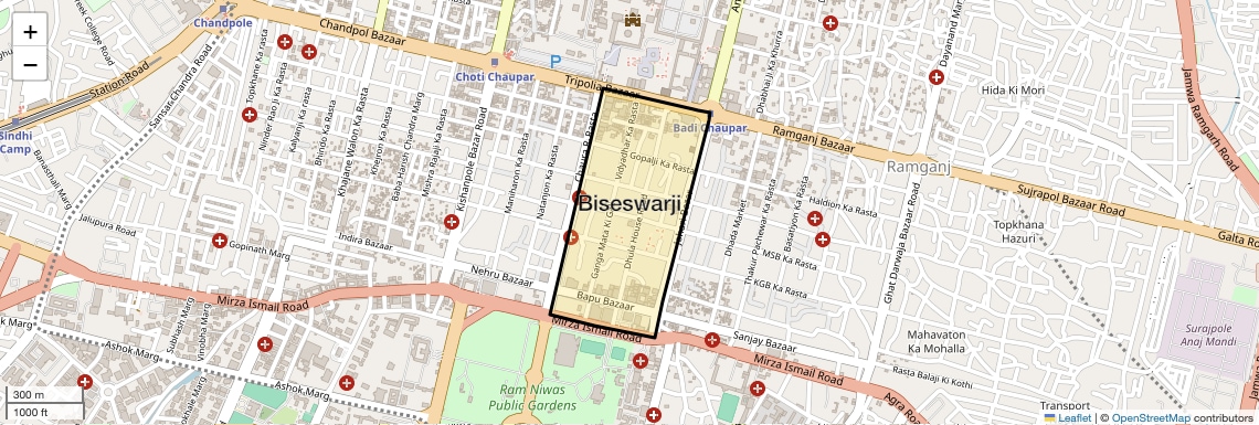 Location Map of Biseswarji, Jaipur
