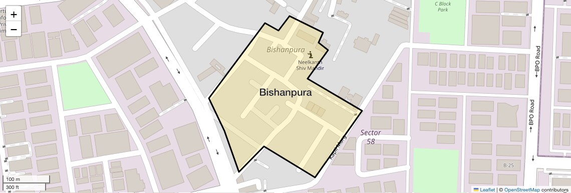Location Map of Bishanpura, Noida