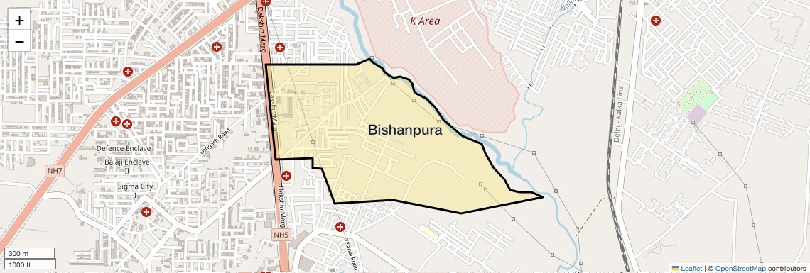 Location Map of Bishanpura, Zirakpur