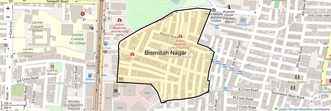 Location Map of Bismillah Nagar, Bangalore