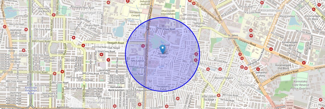 Location Map of Bismillah Nagar, Bangalore