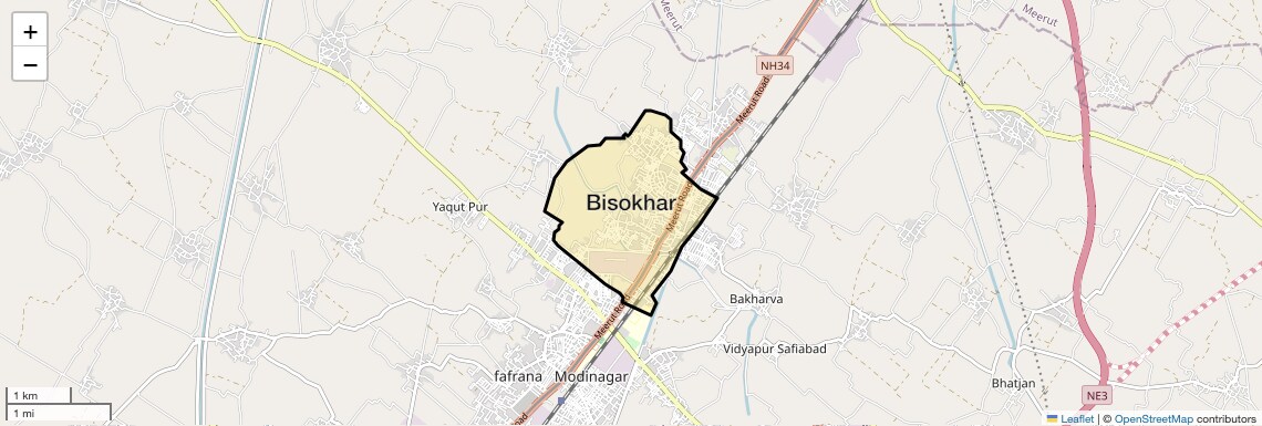 Location Map of Bisokhar, Ghaziabad