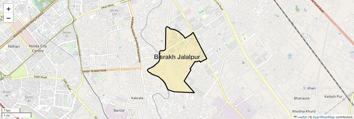Location Map of Bisrakh Jalalpur, Greater Noida