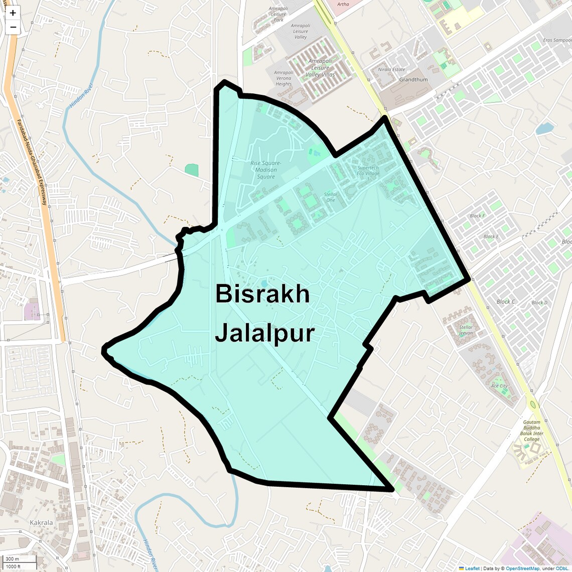 Location Map of Bisrakh Jalalpur, Greater Noida